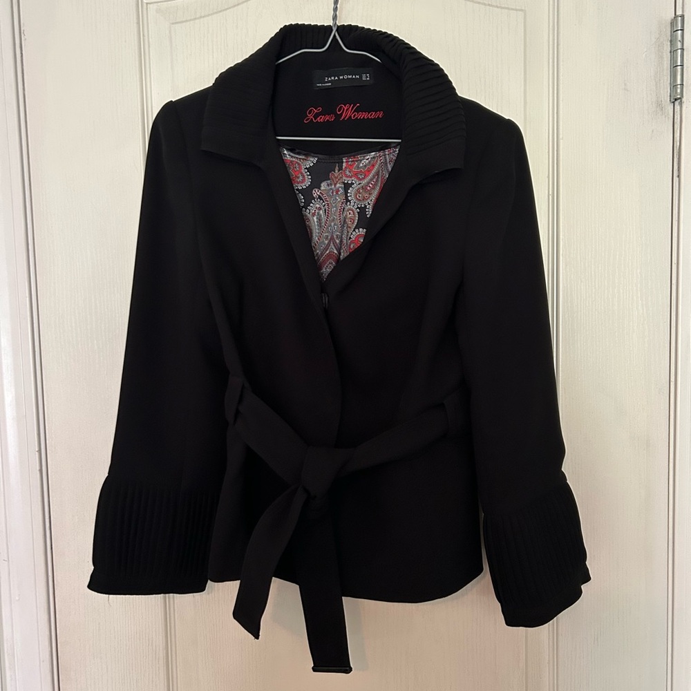Zara Woman Black Belted Jacket